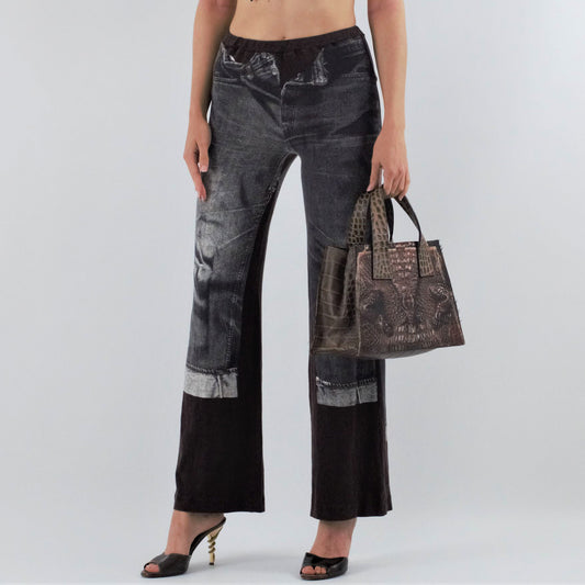 Pantalon trompe-l'oeil Jean-Paul Gaultier effet jeans denim