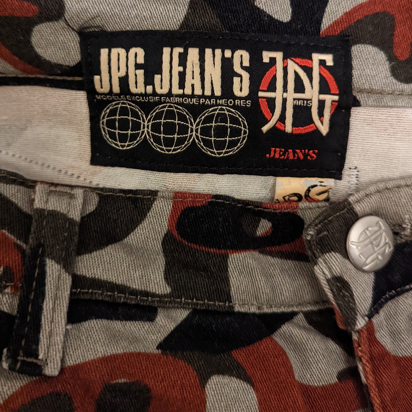 Jeans Jean-Paul Gaultier 1990s camouflage visage - M