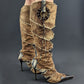El Dantes boots in suede and reptile effect leather T38