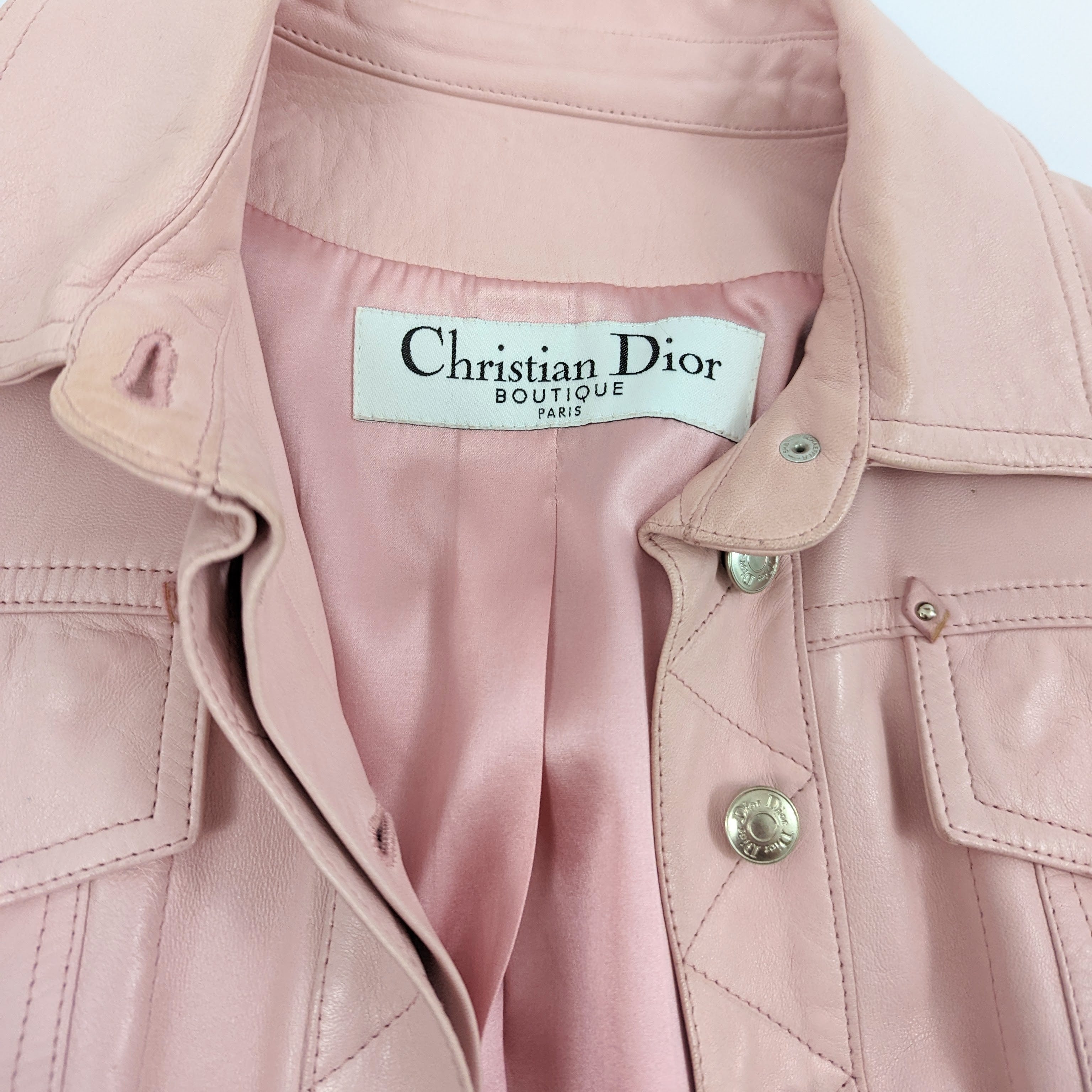 Veste cuir rose Dior par Galliano F W 2003 Al fintage