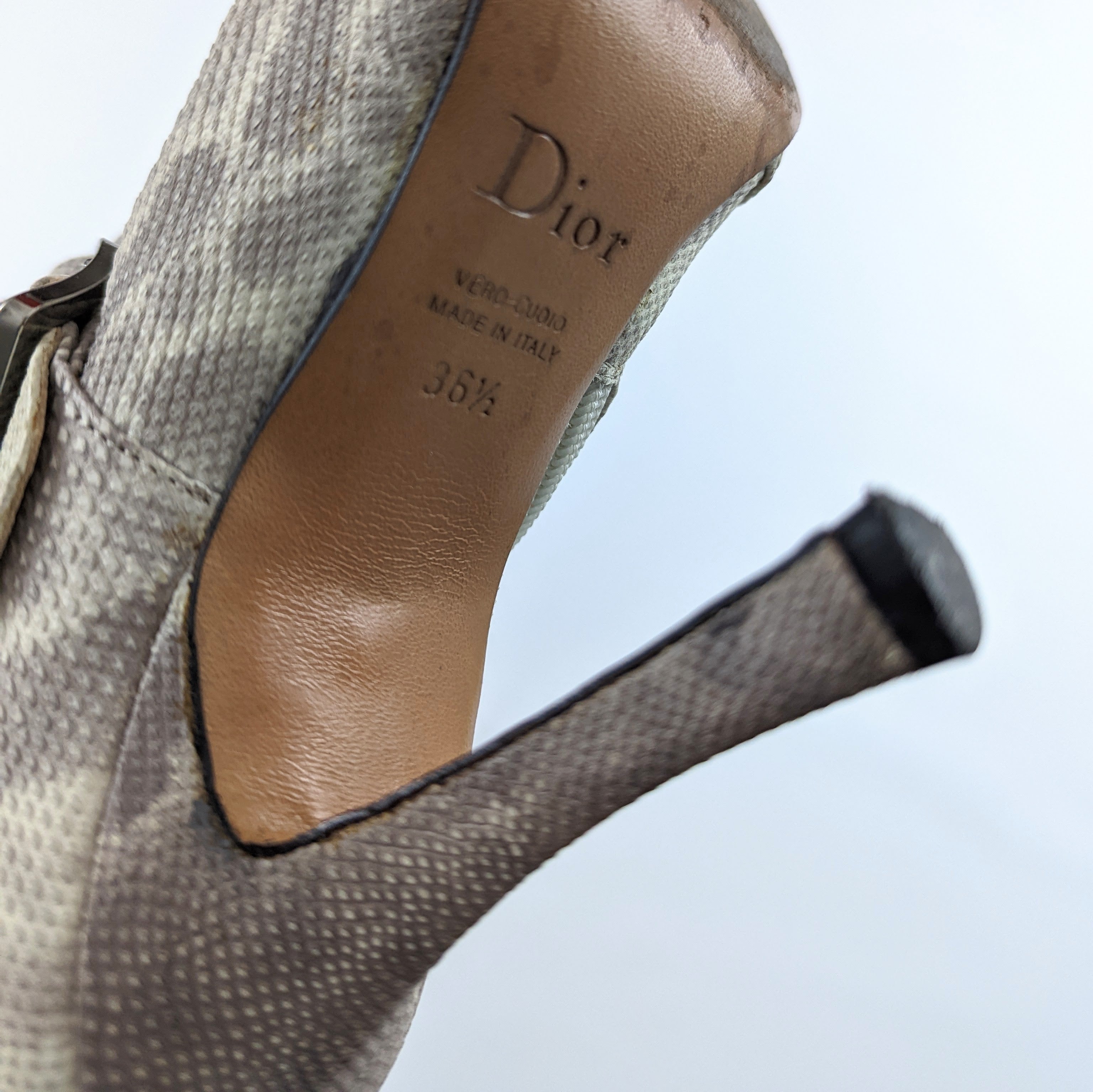 Bottes a lacet Dior cuir serpent gris T36 5 Al fintage