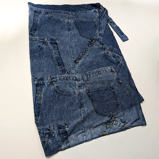 Paréo jupe à imprimé trompe l'œil denim jeans Dior par Galliano - S/S2000