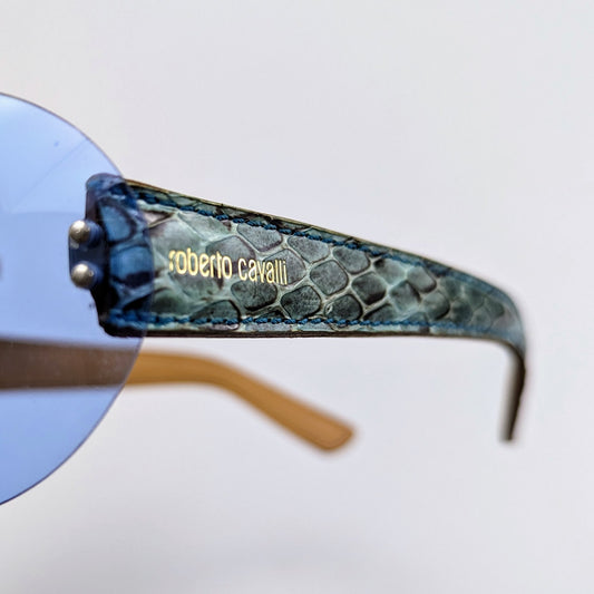 Lunettes de soleil en cuir bleu Roberto Cavalli