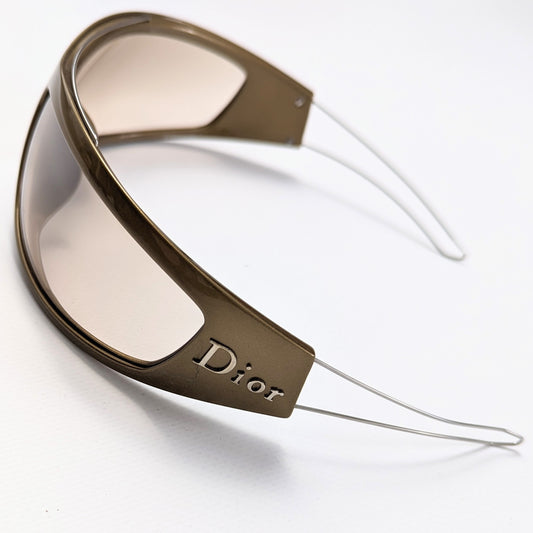 Lunettes de soleil masque ski beige doré - Christian Dior par John Galliano