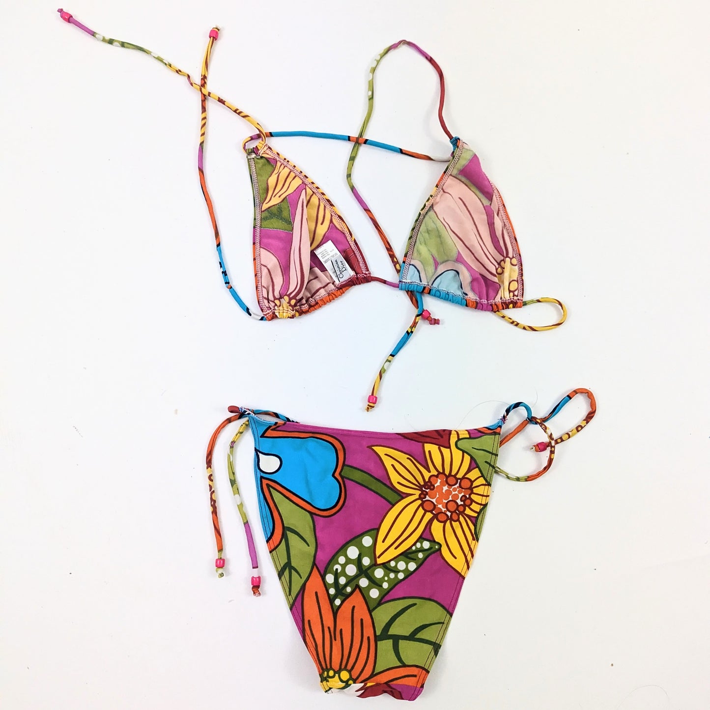 Dior multicolored floral pattern swimsuit and sarong set by Galliano