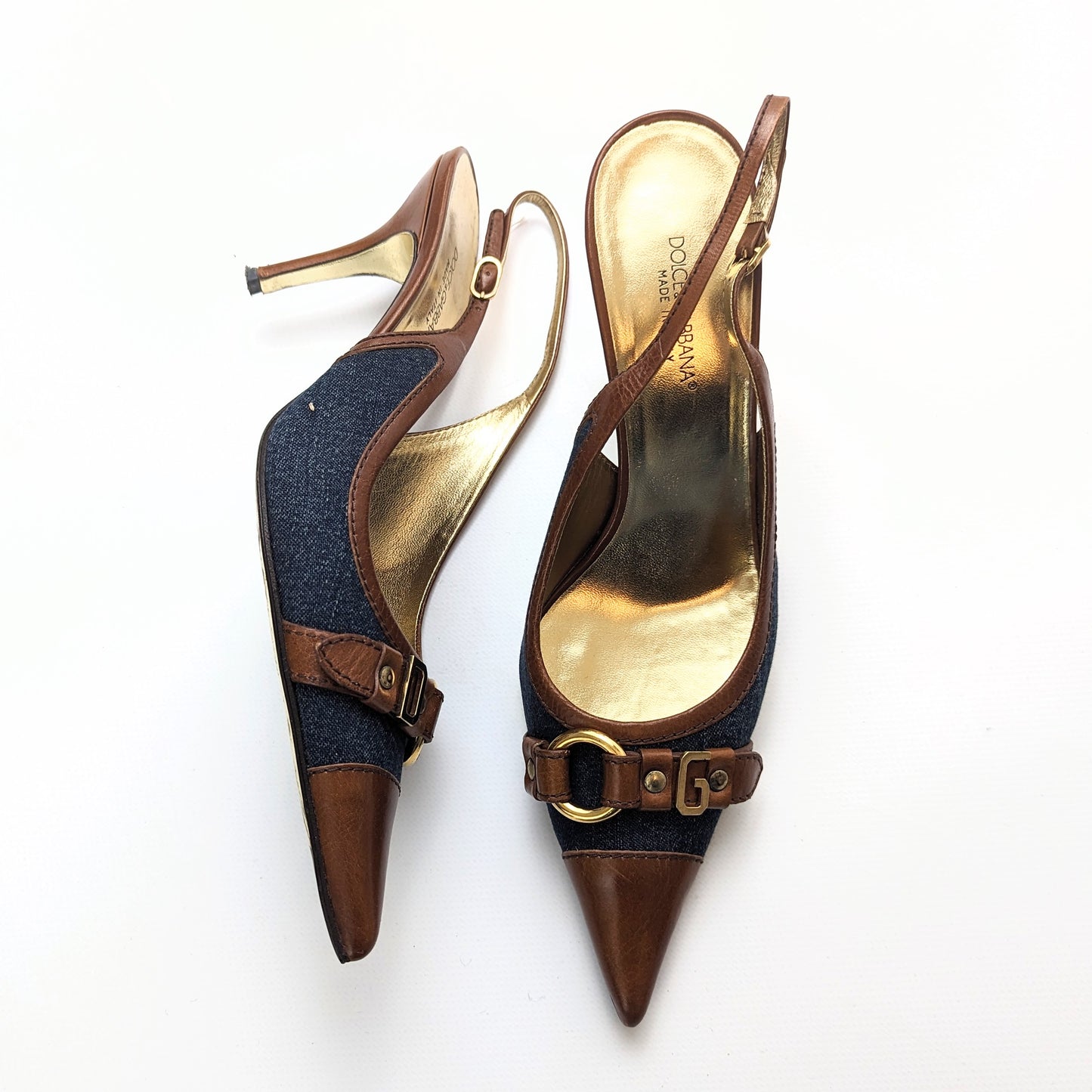 Mules Dolce & Gabbana en denim et cuir - EU40|7UK|9US