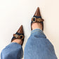 Mules Dolce & Gabbana en denim et cuir - EU40|7UK|9US